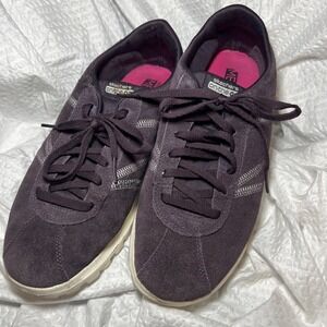 Skechers Memory Foam On The Go Slip On Tie Shoes Women's‎ Sz 10 Purple Leather